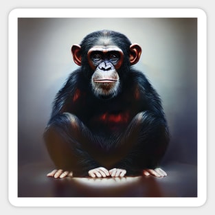 Grumpy Young Chimpanzee Art Sticker